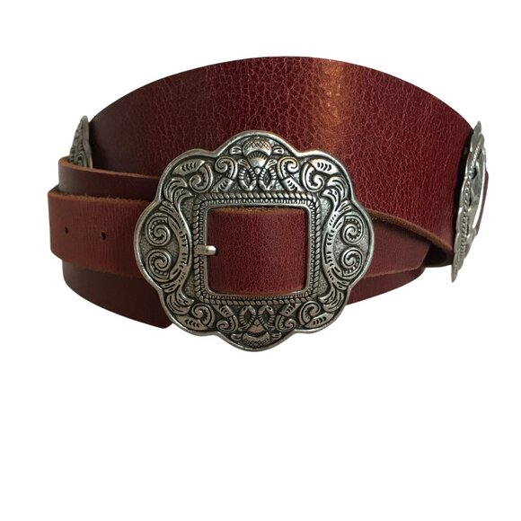 IDYLLWIND M. LAMBERT Womens XL (39-43) Brown Leather Concho Belt